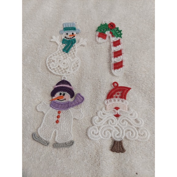 Other - Lace Christmas Ornaments Set Santa Snowman Candy Cane Holiday Decor